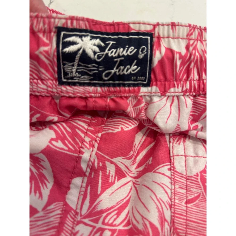 Janie‎ and Jack Swim Trunks Pink Tropical Hibiscus Floral Boys Swimwear bin c